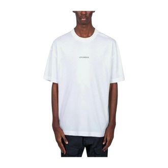 C.P. Company T-Shirts, male, White, Size: 2XL Logo T-shirt