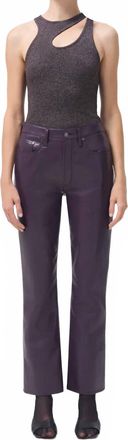 A Gold E Recycled Leather Relaxed Bootcut Leg Pants In Night Shade