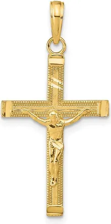 Diamond2Deal 14k Yellow Gold Diamond-cut Fancy Tipped Crucifix Pendant
