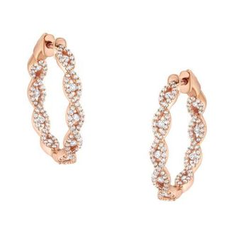 House of Brilliance 10K Rose Gold 1 cttw Diamond Hoop Earring in Pink at Nordstrom