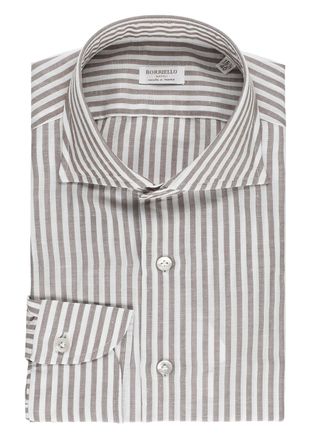 Borriello Brown Striped Cotton Casual Shirt
