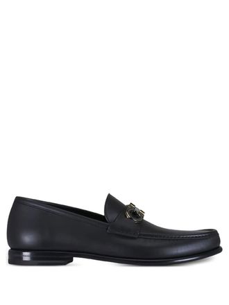 Ferragamo Black Solid Round Toe Loafers