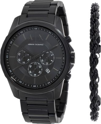 A|X Armani Exchange Chronograph Quartz Black Dial Mens Watch Gift Set AX7163SET
