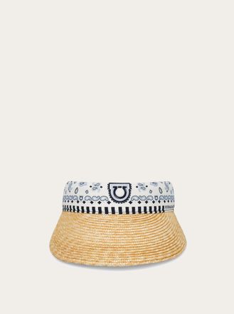 Ferragamo Women Arabesque print straw visor Blue