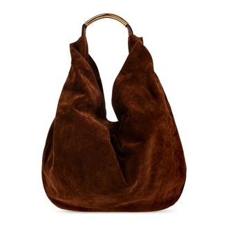 Moschino Tassen, Dames, Bruin, ONE Size, Katoen, Handle Me Suede Bag