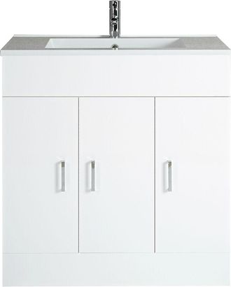 Milano Lurus - Modern White Bathroom Floorstanding Vanity Unit with 1 Tap Hole Basin - 810mm