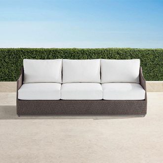 Frontgate Cameron Sofa with Cushions in Desert Wicker - Standard, Snow - Frontgate