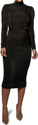 JLUXLABEL Kara Long Sleeve Stretch Velvet Midi Cocktail Dress in Black at Nordstrom, Size X-Large