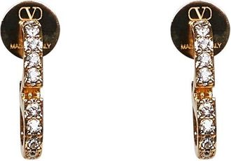 Valentino Garavani Womens Hoop Earrings Vlogo Signature Gold Brass