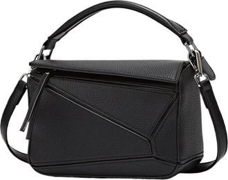 Generic Geometric Large Capacity Handbag Soft PU Leather Pattern Crossbody Bag, Compatible For Autumn Winter Matching(Black)