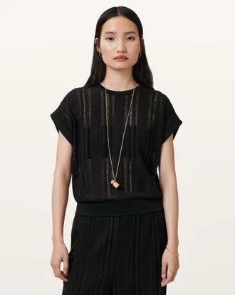 AllSaints Giana Crochet Crew Neck Tank Top