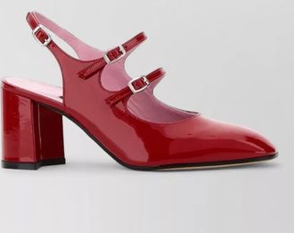 Carel leather banana pumps block heel sling back