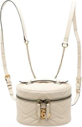 Gucci Pre-owned Backpacks, female, White, Size: ONE SIZE Pre-owned Quilted Leather Backpack