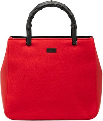 Gucci Pre-owned Gucci Wool and Calfskin Bamboo Top Handle Bag Ladies 51XJMBNVQ5NQCTCW