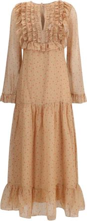 Kristina Ti Abito Isabel lungo a fiori con ruches - Rosa