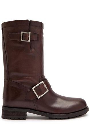 Jimmy Choo London Biker Leather Mid-calf Boots - Brown - 38 (IT38/ UK5)