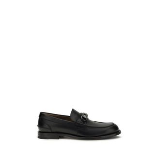Gucci Black Calf Leather Bos Taurus Slip-On Mens Loafers