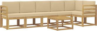 vidaXL Conjunto De Sof&aacute;s De Exterior 7 Uds. Y Beige Poli&eacute;ster Vidaxl