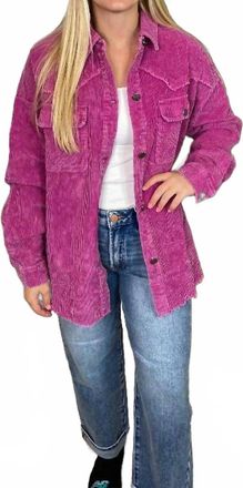 Entro Washed Corduroy Shacket In Orchid