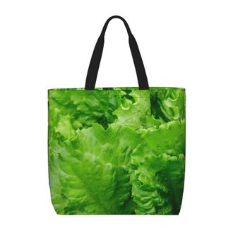 Generic Women Handbag Green Lettuce Pattern Travel Tote Bag Large Capacity Waterproof Ladies Purse, For Swim, Graduation, Gym, Daily, Birthday