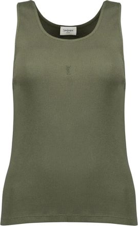 Saint Laurent Cassandre Tank Top - Dames - Tops zonder mouwen - Groen - L - Katoen - Tops