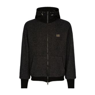 Dolce & Gabbana Jersey Jack met Volledige Rits - Heren - Bomber jackets - Grijs - M - Wol - Jassen