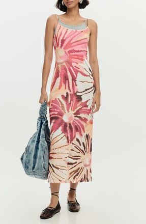 Desigual Floral & Solid Dress Set in Orange/pink at Nordstrom, Size X-Large