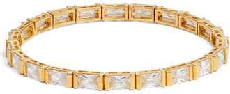 Nordstrom Cubic Zirconia Stretch Bracelet in Clear- Gold at Nordstrom