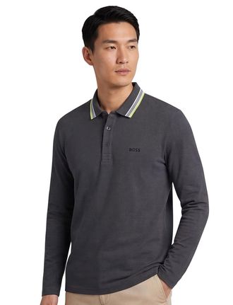HUGO BOSS poloshirt Boss Green grijs lange mouw katoen
