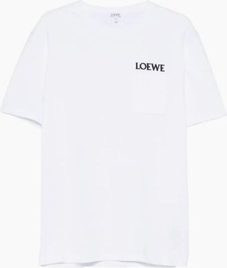 Loewe Mens Loewe Pocket Embroidered Logo T-Shirt White - Size: 38
