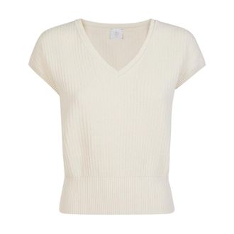 Eleventy V-neck Sleeveless Knit - female - Eleventy - V-neck Knitwear - Beige - XS - Knitwear