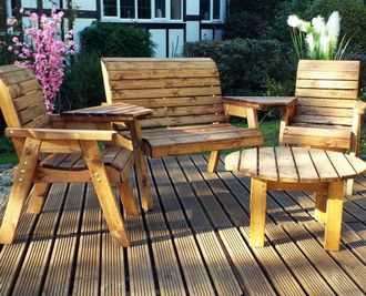 Charles Taylor Trading Four Seater Multi Set with Round Table in Brown
