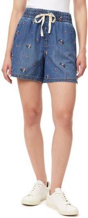 Kensie Embroidered Pull-On Denim Shorts in Pippa Blossom at Nordstrom Rack, Size X-Large