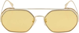 Fendi Gold Mirror Geometric Ladies Sunglasses FE40039U 10L 57