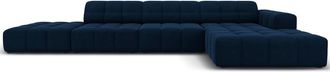BLOOMINGLOFT 5-Sitzer Design Ecksofa Chicago mit Ottomane links/Eckteil rechts, Samtbezug