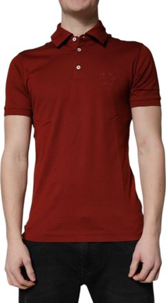Dolce & Gabbana Mens Polo Shirt - Dark Red Cotton - Size EU 44 (Mens)