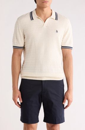 Original Penguin Cotton Grid Knit Polo in Birch at Nordstrom Rack, Size Xx-Large