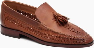 base Mens Bracken Leather Weave Mens Loafers - Brown - Size: 10