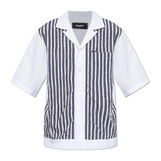 Dsquared2 Shirt met korte mouwen - Heren - Korte mouwen Overhemden - Blauw - L - Polyester - Overhemden