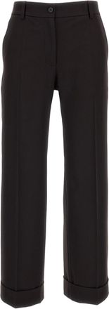 Alberto Biani Brown Charlie Tailored Wool Straight-Leg Pants