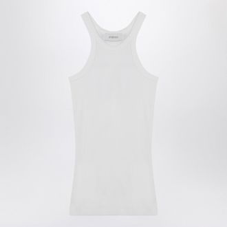 Sportmax Sportmax White Ribbed Tank Top In Silk Blend