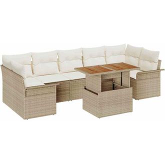 vidaXL Conjunto De Sof&aacute; De Jard&iacute;n 8 Pcs Beige Polirat&aacute;n Vidaxl