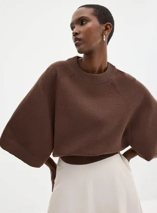 Contemporaine Womens Raglan bell sleeves boxy-fit sweater
