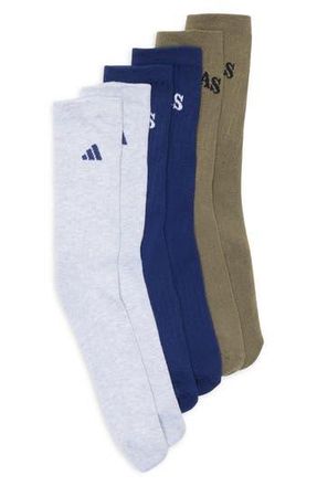 adidas Foundation 3-Pack Sport Crew Socks in Dark Blue/Heather/Green at Nordstrom Rack, Size Large