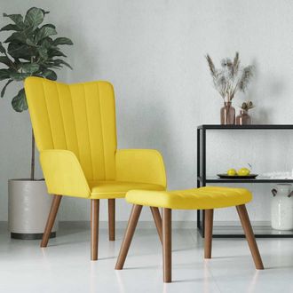 vidaXL Vidaxl - Sill&oacute;n De Relax Con Taburete Terciopelo Amarillo Mostaza