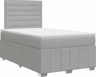 vidaXL Cama Box Spring Con Colch&oacute;n Gris Claro 120 X 200 Cm Tela Vidaxl