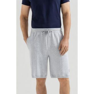 Brunello Cucinelli Cotton and silk French terry double knit Bermuda shorts with logo in Pebble at Nordstrom, Size Xxx-Large