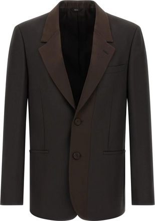 Fendi Enkelrijige Blazer van Wolcr&ecirc;pe - Heren - Blazers - Bruin - XL - Wol - Jassen