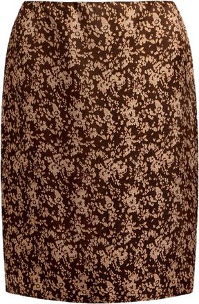 12 Storeez floral-pattern silk midi skirt - women - Silk - S - Brown