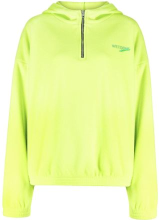 We11done logo-print zip-up hoodie - women - Polyester - M - Green